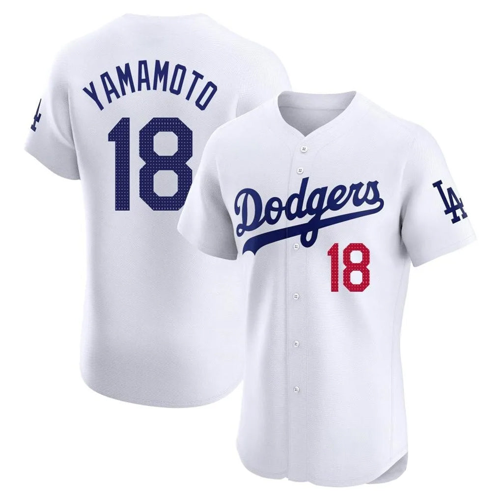 LA.Dodgers #18 Yoshinobu Yamamoto Player White Limited Elite Home Fdoa Stitched Jerseys