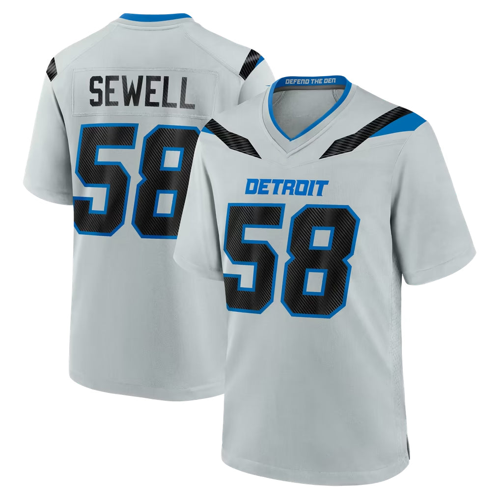 D.Lions #58 Penei Sewell Player Silver 2026 Rivalries Collection Home Game Gdoa Stitched Jerseys