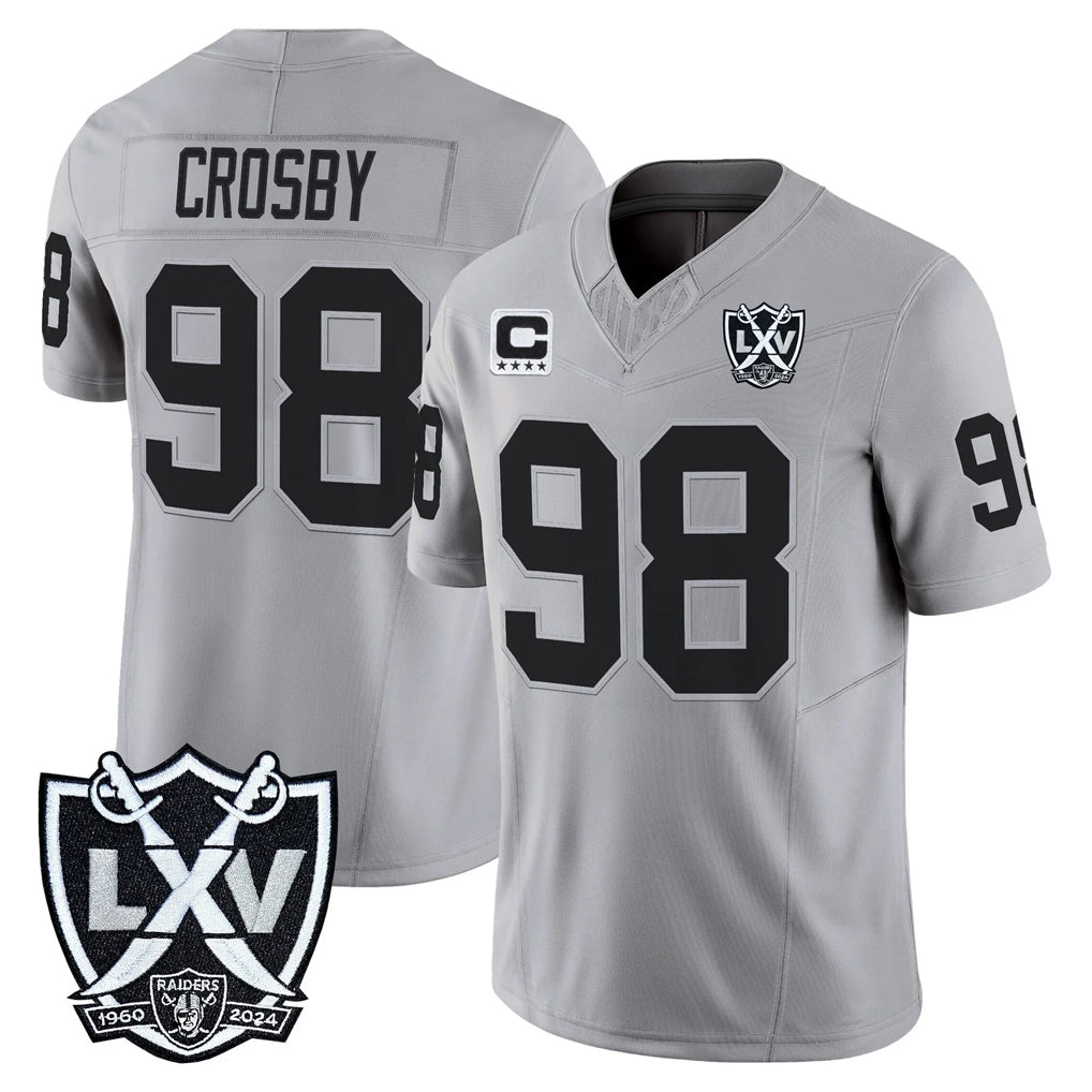 LV.Raiders #98 Maxx Crosby Player Gray 2026 Vapor Limited Home Game Gdoa Stitched Jerseys