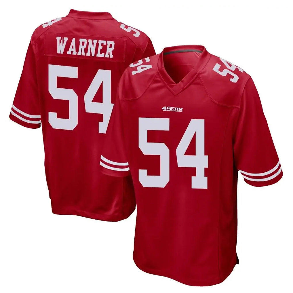 SF.49ers #54 Fred Warner Player Red Home Game Gdoa Stitched Jerseys