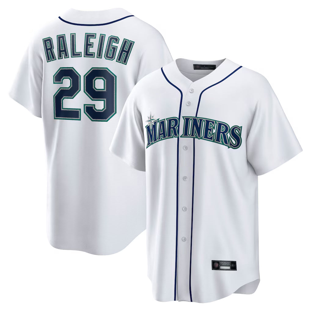 S.Mariners #29 Cal Raleigh Player White Home Game Fdoa Stitched Jerseys