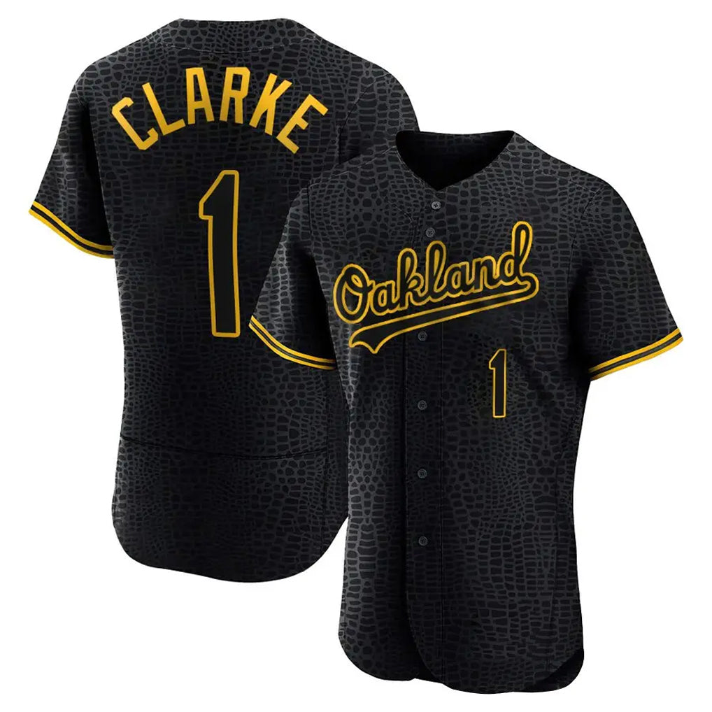 Athletics #1 Denzel Clarke Player Black Snake Skin City Limited Elite Home Game Gdoa Stitched Jerseys