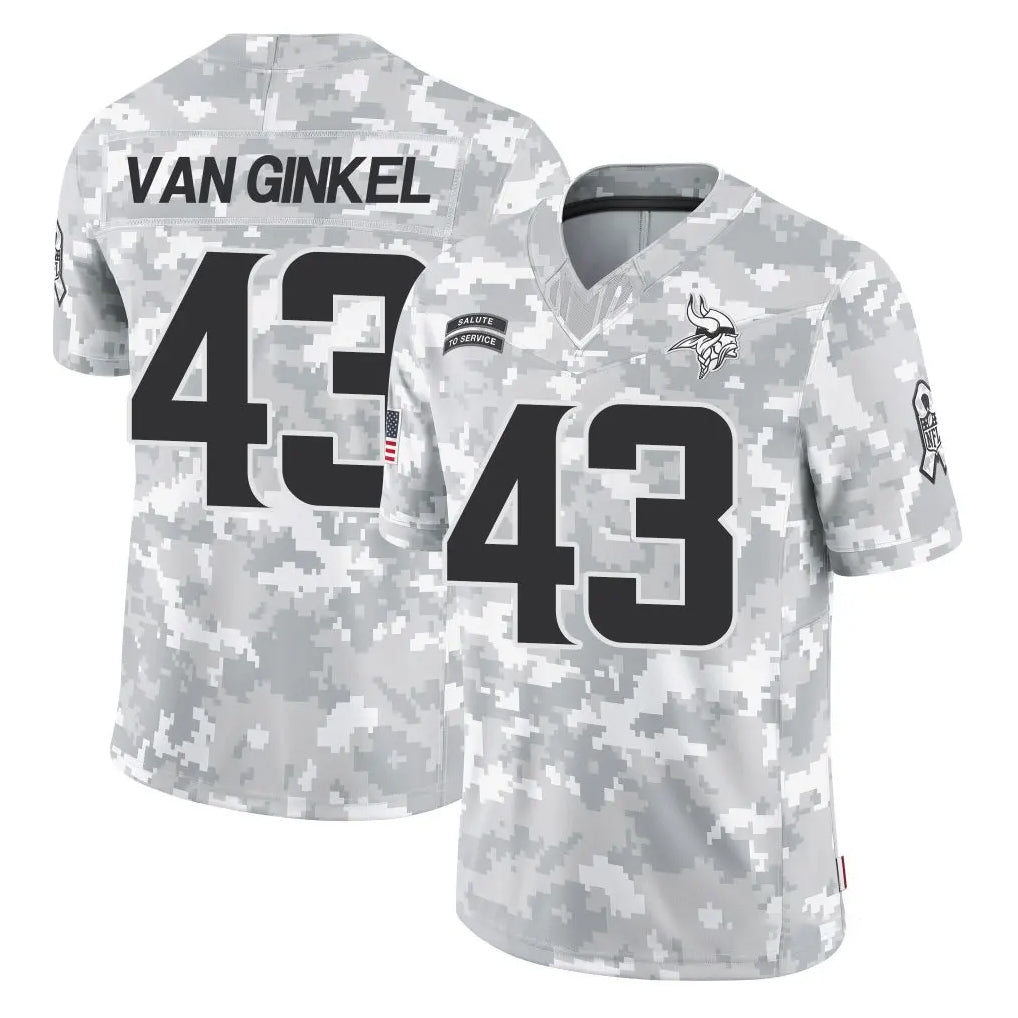 M.Vikings #43 Andrew Van Ginkel Player Arctic Camo Salute To Service Limited Game Gdoa Stitched Jerseys