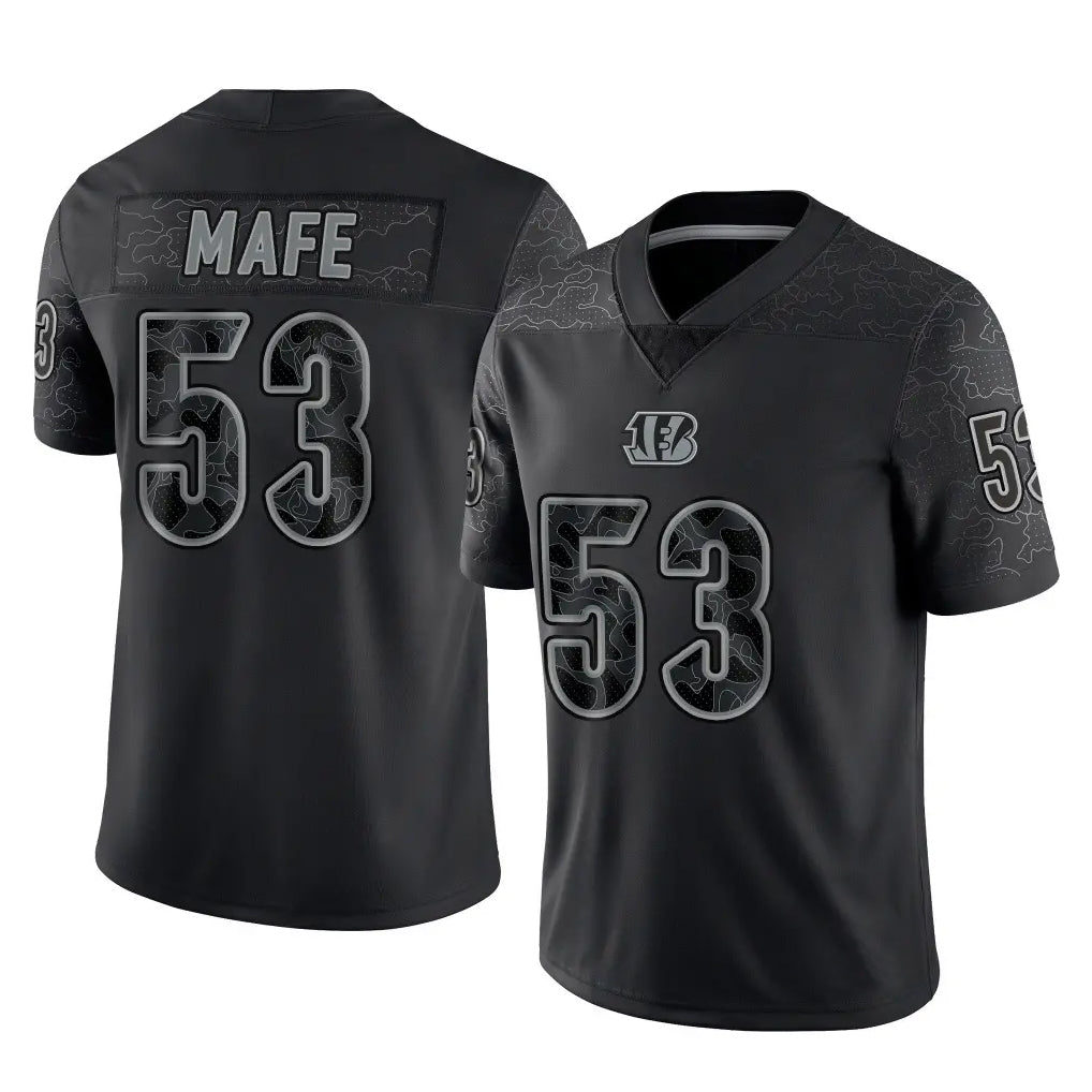 C.Bengals #53 Boye Mafe Player Black Reflective Limited Game Gdoa Stitched Jerseys