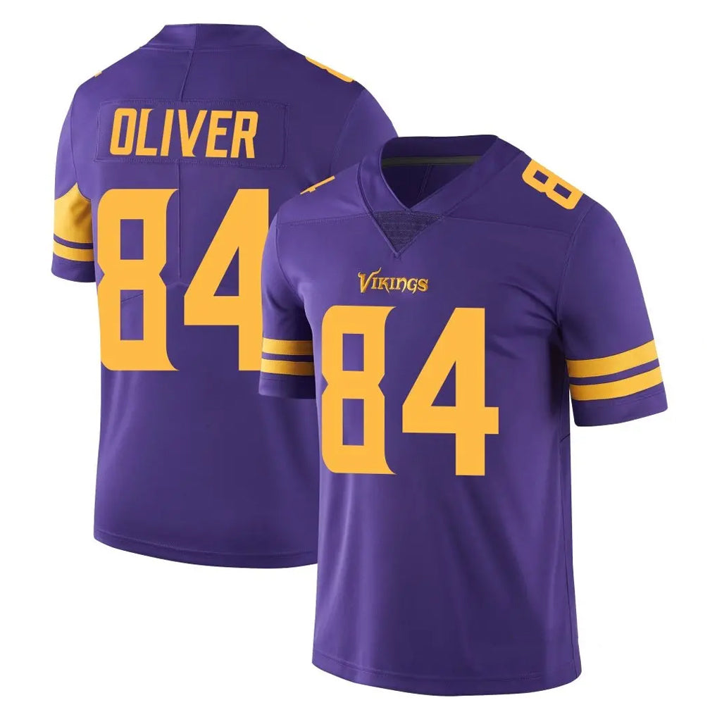 M.Vikings #84 Josh Oliver Player Purple Limited Color Rush Home Game Gdoa Stitched Jerseys