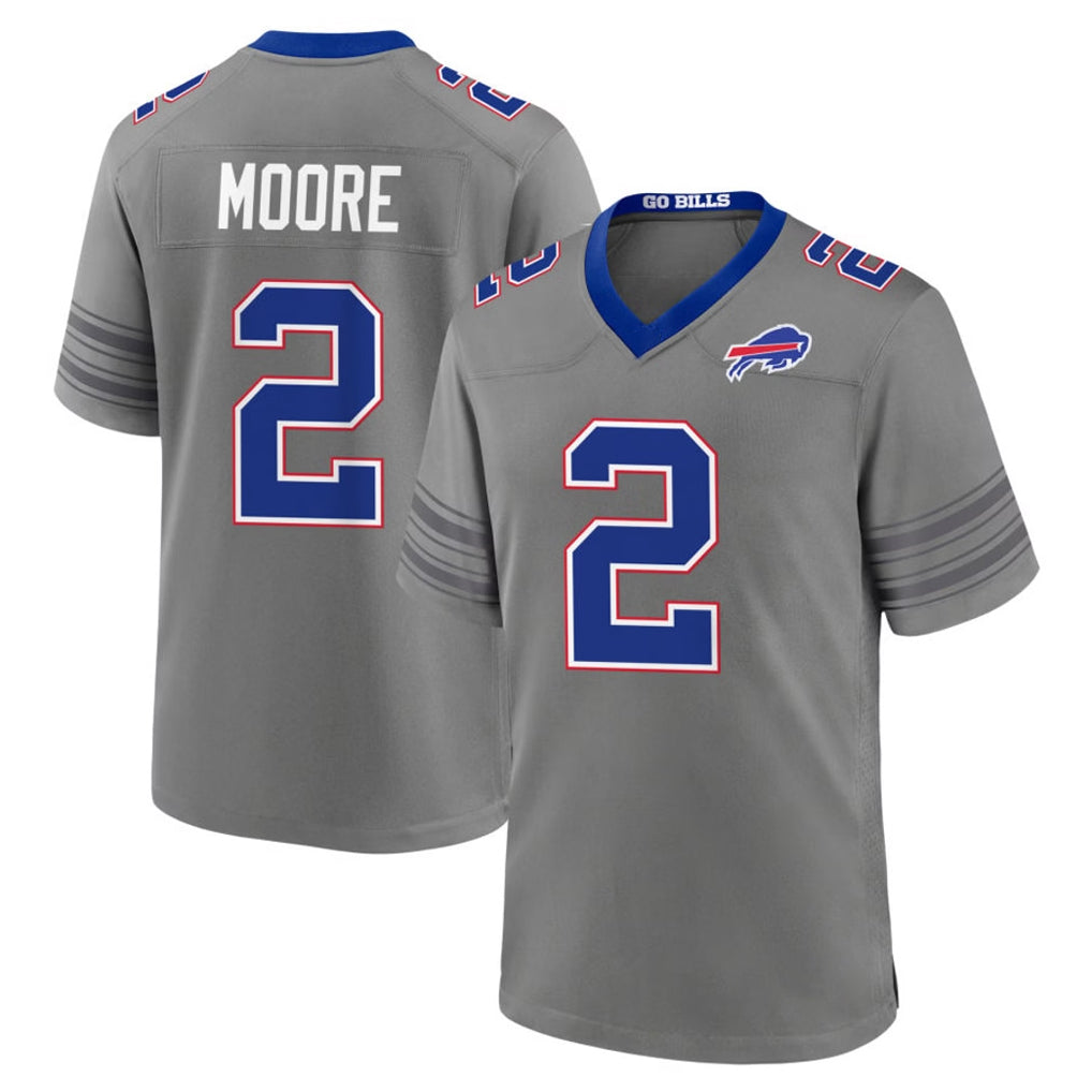 B.Bills #2 DJ Moore Player Gray Nickel City Home Game Gdoa Stitched Jerseys