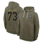 M.Dolphins #73 Austin Jackson Player Olive Salute to Service Pullover Hoodies Limited Gdoa Stitched Jerseys