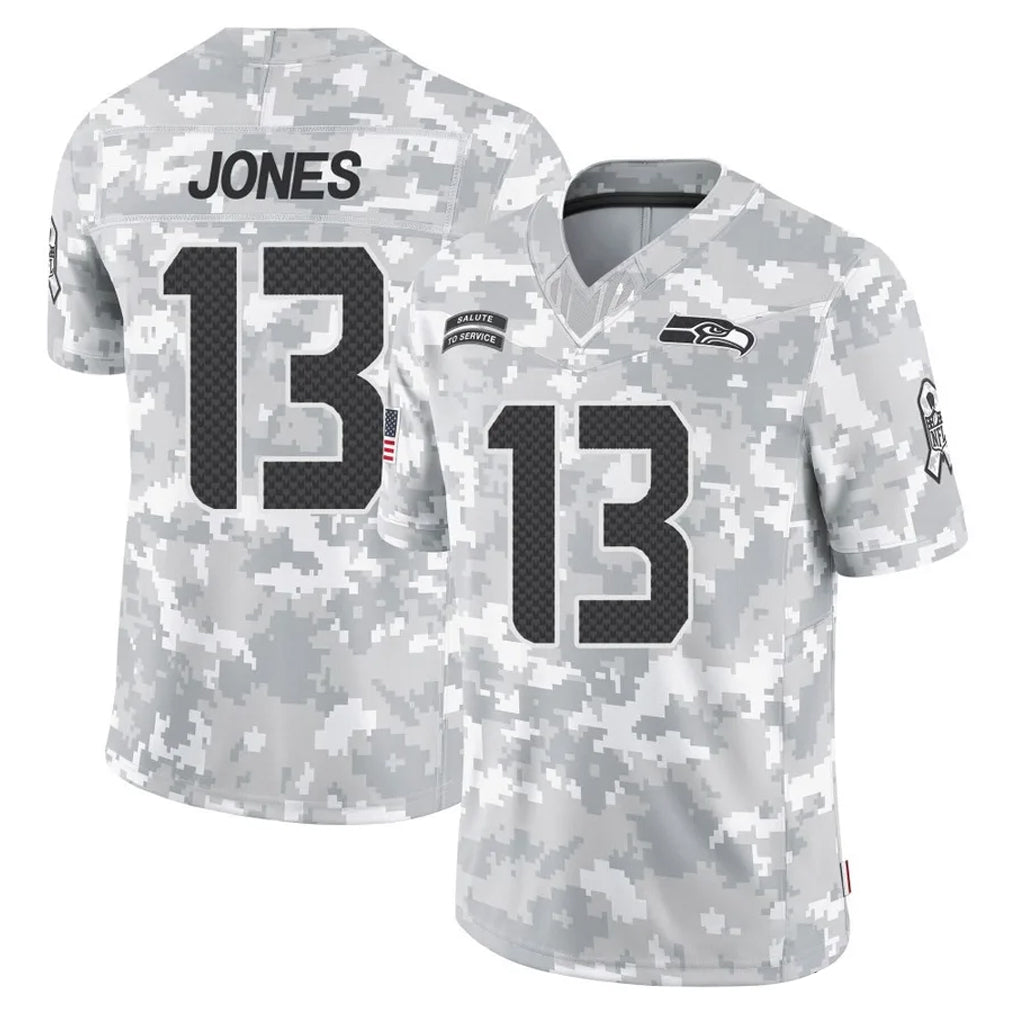 S.Seahawks #13 Ernest Jones IV Player Arctic Camo Limited Salute To Service Home Game Gdoa Stitched Jerseys