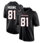 H.Texans #81 Jayden Higgins Player Carbon Black Fashion Home Game Gdoa Stitched Jerseys