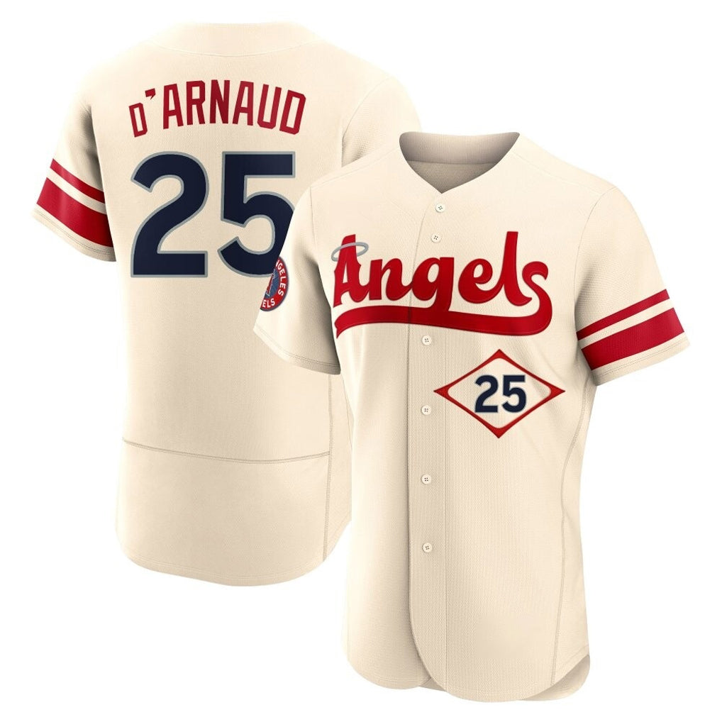 LA.Angels #25 Travis d'Arnaud Player Cream City Connect Limited ELite Home Fdoa Stitched Jerseys