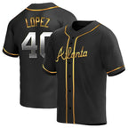 A.Braves #40 Reynaldo Lopez player Black &Gold Replica en Alternate Stitched Jerseys