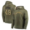 LA.Chargers #48 Bud Dupree Player Olive Salute to Service Pullover Hoodies Home Game Gdoa Stitched Jerseys