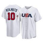 P.Phillies #10 J.T. Realmuto Player White USA World Classic Home Game Fdoa Stitched Jerseys