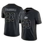 KC.Chiefs #23 Drue Tranquill Player Black Limited Reflective Game Gdoa Stitched Jerseys