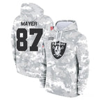 LV.Raiders #87 Michael Mayer Player Arctic Camo Salute to Service Hoodies Limited Game Gdoa Stitched Jerseys