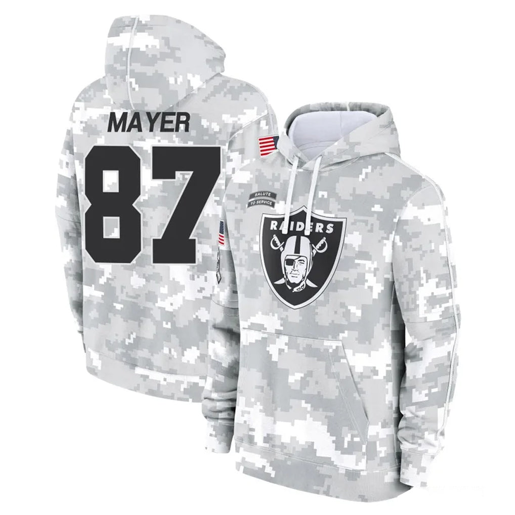 LV.Raiders #87 Michael Mayer Player Arctic Camo Salute to Service Hoodies Limited Game Gdoa Stitched Jerseys