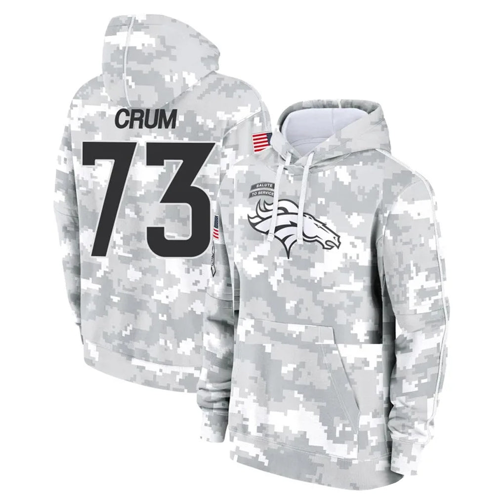 D.Broncos #73 Frank Crum Player Arctic Camo Salute to Service Hoodies Limited Game Gdoa Stitched Jerseys