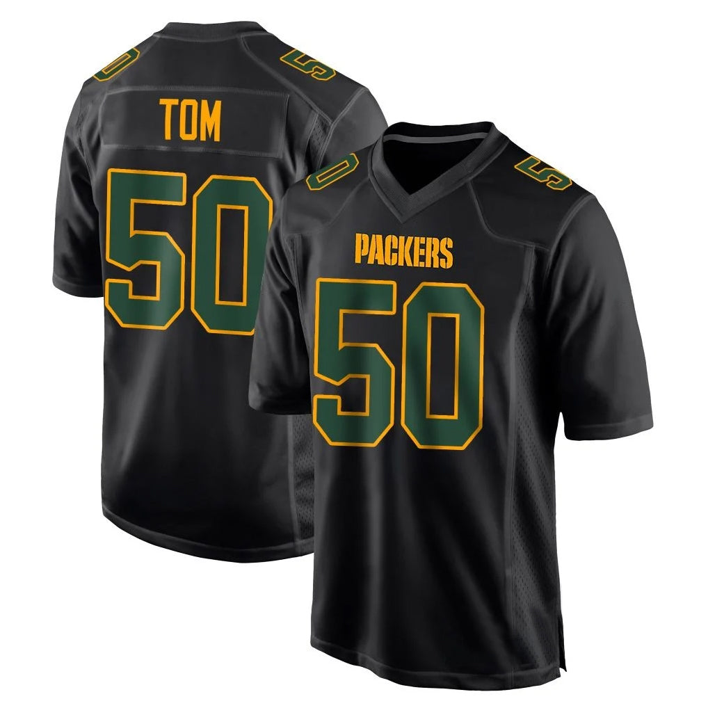 GB.Packers #50 Zach Tom Player Black Fashion Home Game Gdoa Stitched Jerseys
