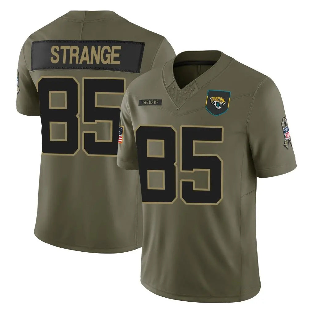 J.Jaguars #85 Brenton Strange Player Olive 2025 Salute To Service Limited Game Gdoa Stitched Jerseys