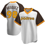 S.Diego Padres #98 Randy Vasquez Player White Home Cooperstown Collection Replica Game Fdoa Stitched Jerseys