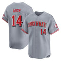 C.Reds #14 Pete Rose Player Gray Home Limited Gdoa Stitched Jerseys