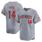 C.Reds #14 Pete Rose Player Gray Home Limited Gdoa Stitched Jerseys