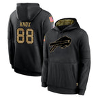 B.Bills #88 Dawson Knox Player Black Salute to Service Hoodies Hame Gdoa Stitched Jerseys