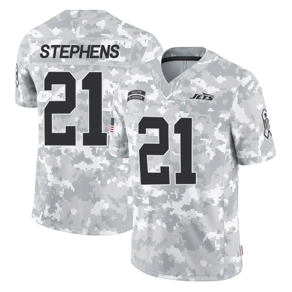 NY.Jets #21 Brandon Stephens Player Arctic Camo Salute to Service Limited Game Gdoa Stitched Jerseys