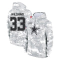 D.Cowboys #33 Javonte Williams Player Arctic Camo Salute to Service Hoodies Limited Game Gdoa Stitched Jerseys