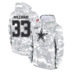 D.Cowboys #33 Javonte Williams Player Arctic Camo Salute to Service Hoodies Limited Game Gdoa Stitched Jerseys