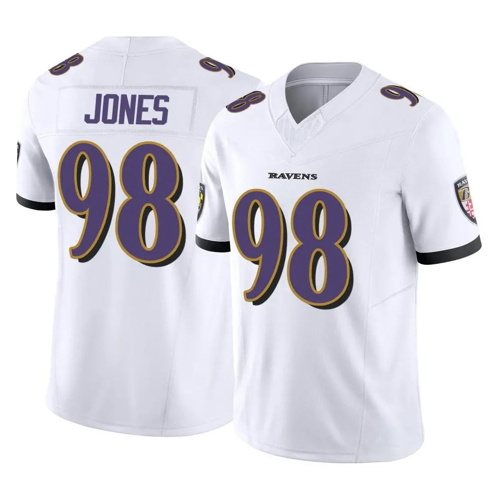 B.Ravens #98 Travis Jones Player White Vapor F.U.S.E. Limited Home Game Gdoa Stitched Jerseys