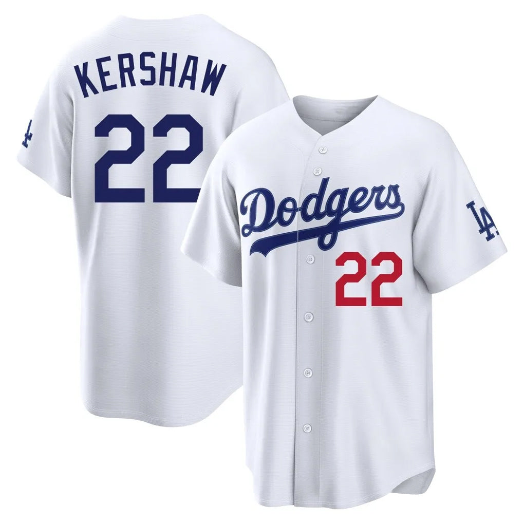 LA.Dodgers #22 Clayton Kershaw Player White Home Game Fdoa Stitched Jerseys