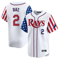T.Bay Rays #2 Yandy Diaz Player White 2025 Independence Day Vapor Premier Limited Fdoa Stitched Jerseys