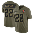 C.Browns #22 Dylan Sampson Player Olive 2025 Salute to Service Limited Home Game Gdoa Stitched Jerseys