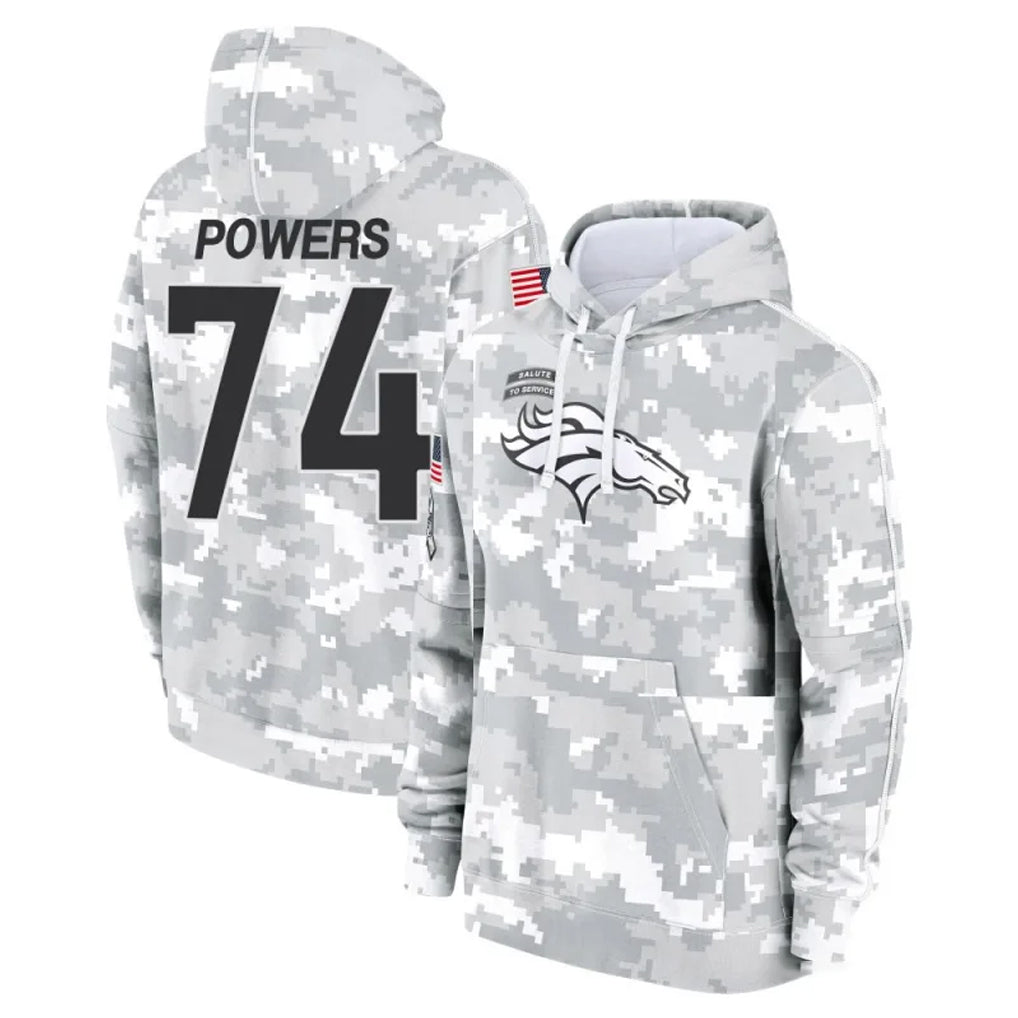 D.Broncos #74 Ben Powers Player Arctic Camo Salute to Service Hoodies Limited Game Gdoa Stitched Jerseys
