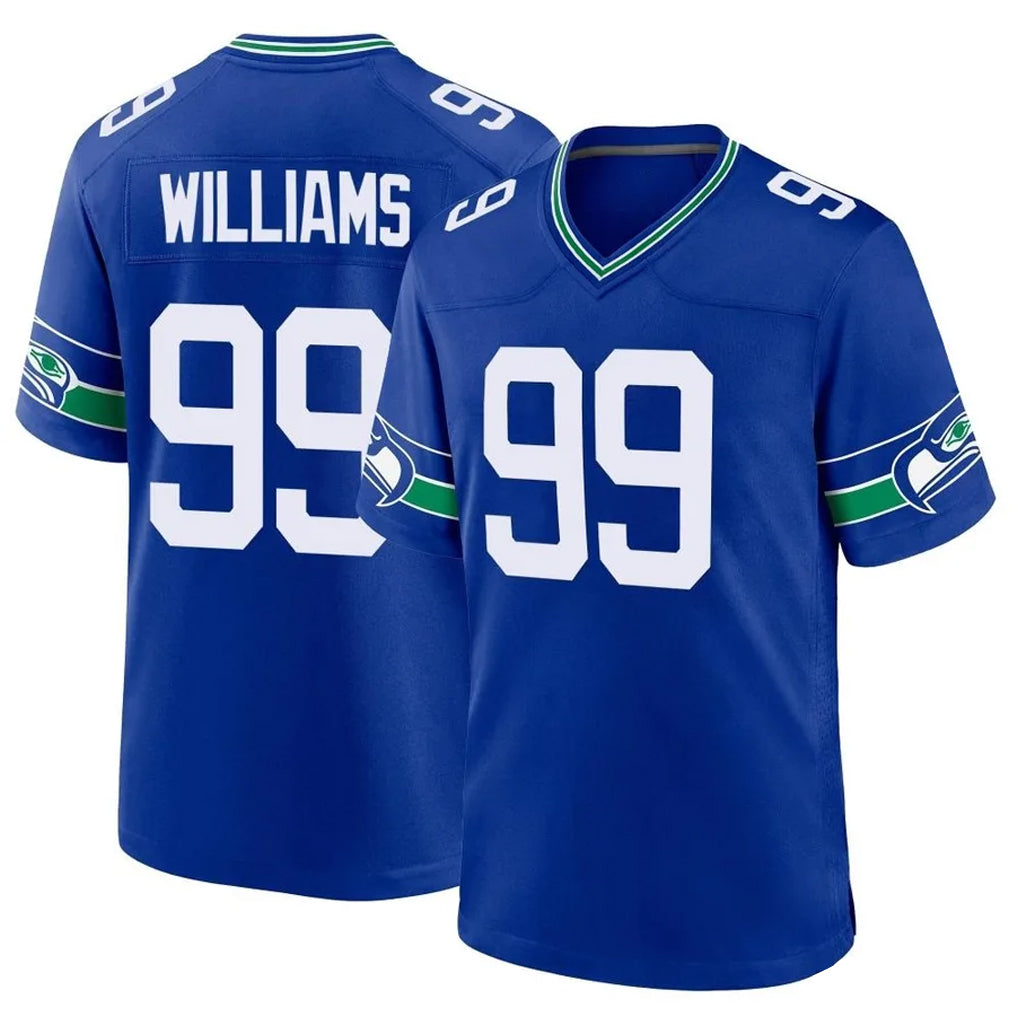 S.Seahawks #99 Leonard Williams Player Royal Throwback Home Game Gdoa Stitched Jerseys