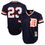 D.Tigers #23 Kirk Gibson Player Navy Mitchell & Ness 1984 Mesh Batting Practice  T-shirt Gdoa Stitched Jerseys