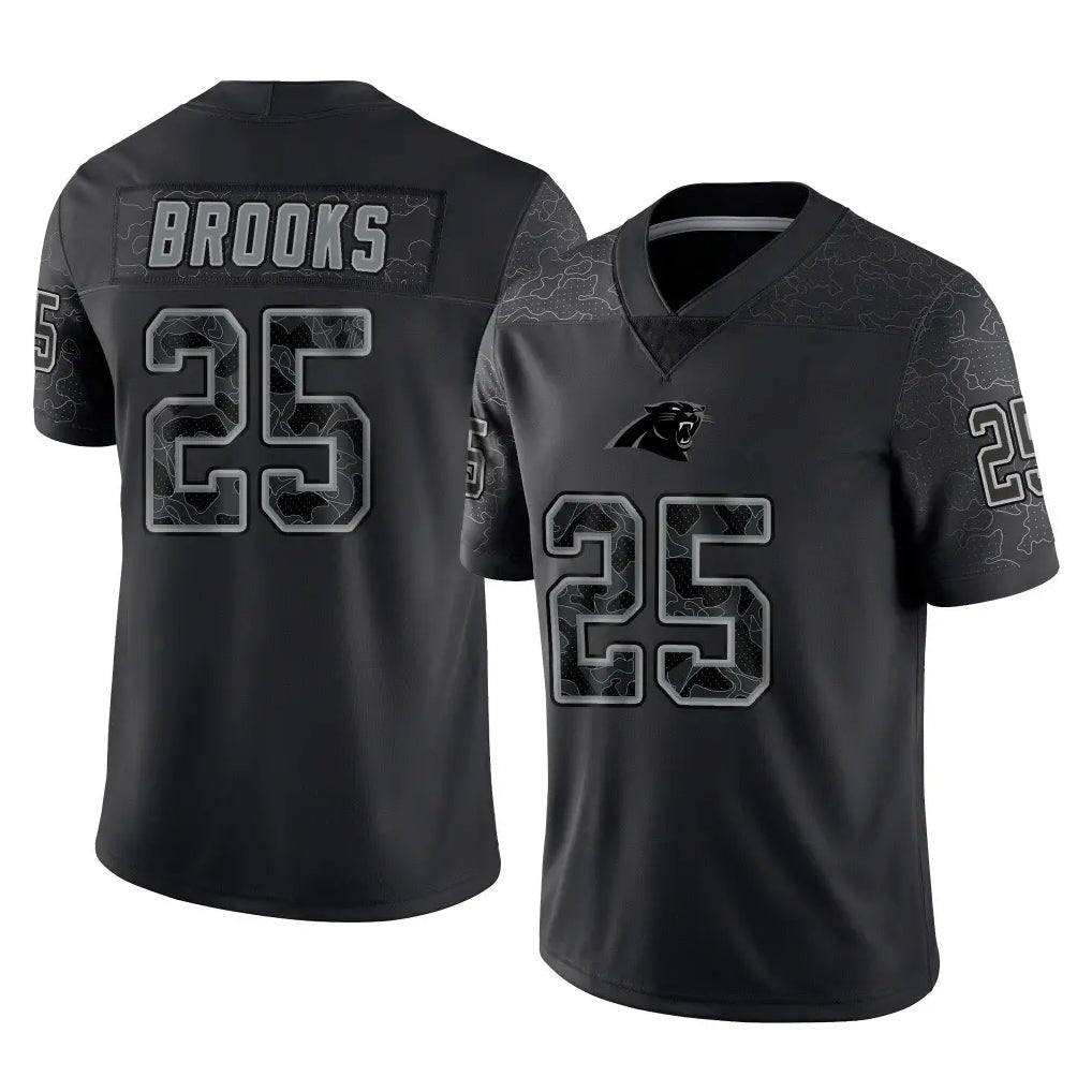 C.Panthers #25 Jonathon Brooks Player Black Limited Reflective Game Gdoa Stitched Jerseys