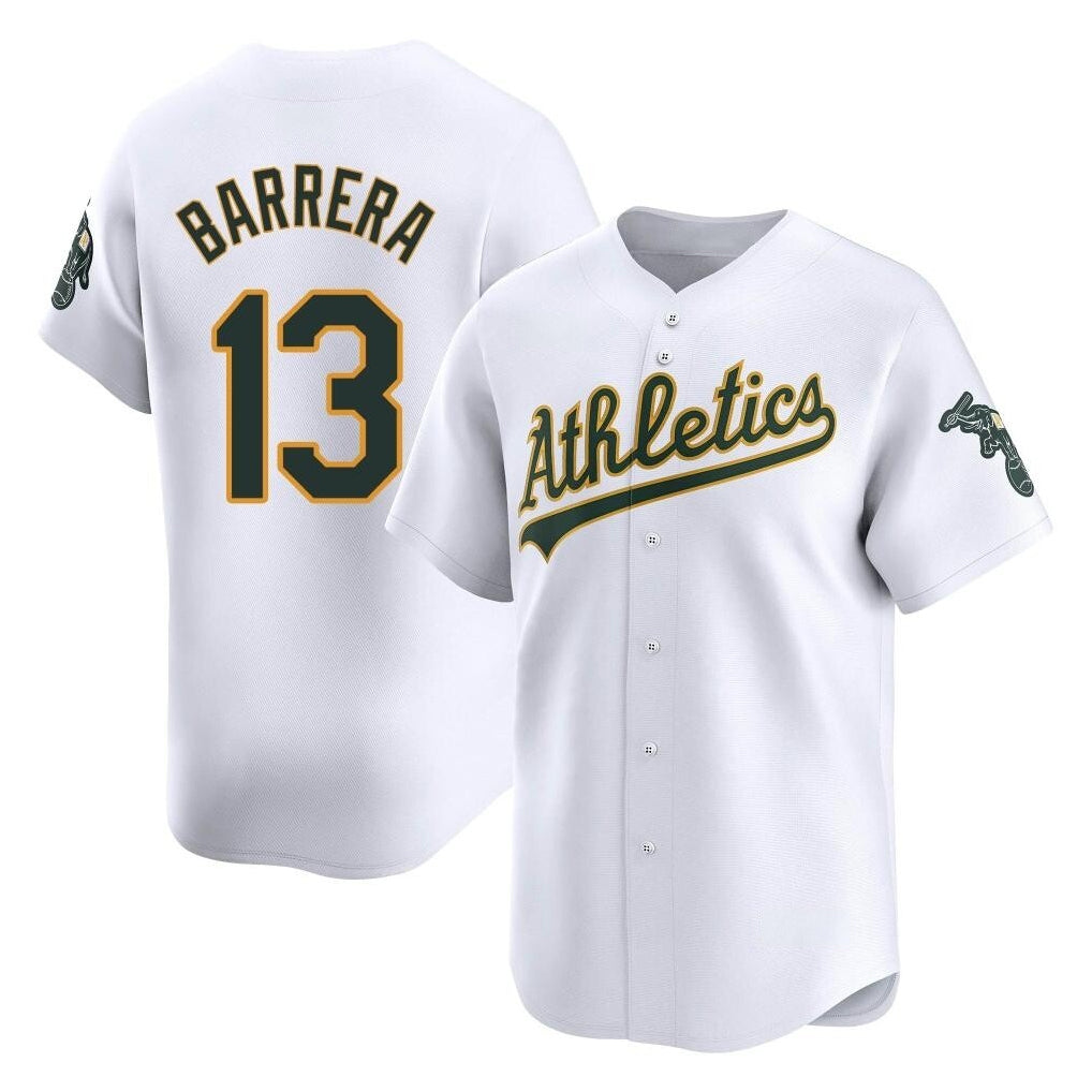 Athletics #13 Luis Barrera Player White Limited Home Game Gdoa Stitched Jerseys
