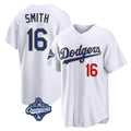 LA.Dodgers #16 Will Smith Player Gold White World Series Meet 2026 Collection Stadium Limited Fdoa Stitched Jerseys