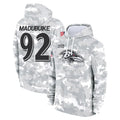 B.Ravens #92 Nnamdi Madubuike Player Arctic Camo Salute to Service Pullover Hoodie Gdoa Stitched Jerseys