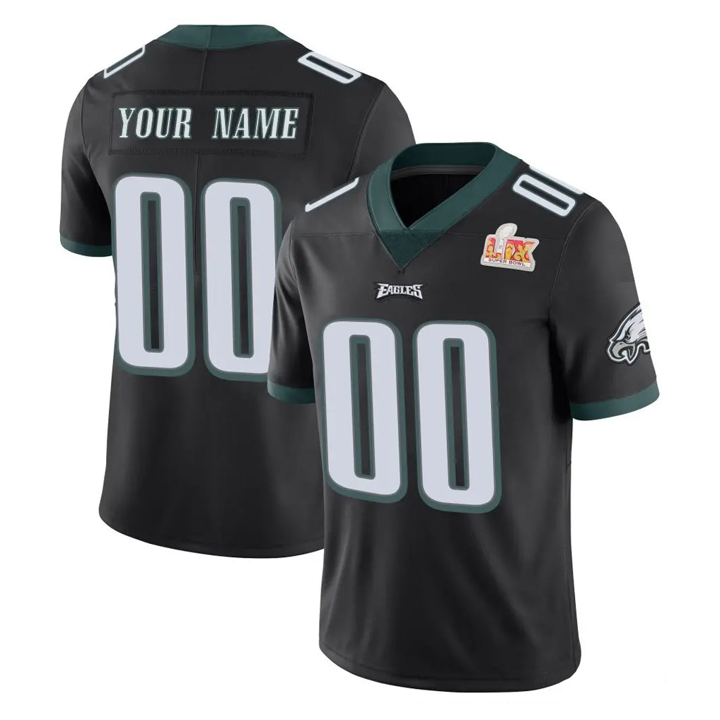 Custom P.Eagles Black Limited Vapor Untouchable Super Bowl LIX Home Game Any Name & Numbers Gdoa Stitched Jerseys