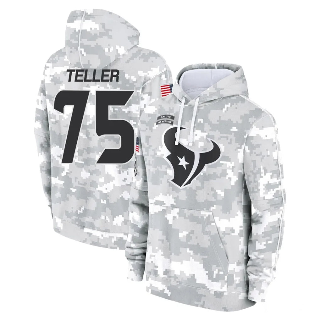H.Texans #75 Wyatt Teller Player Arctic Camo Salute to Service Hoodies Limited Game Gdoa Stitched Jerseys