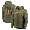 LA.Chargers #3 Derwin James Jr. Player Olive Salute to Service Pullover Hoodies Home Game Gdoa Stitched Jerseys