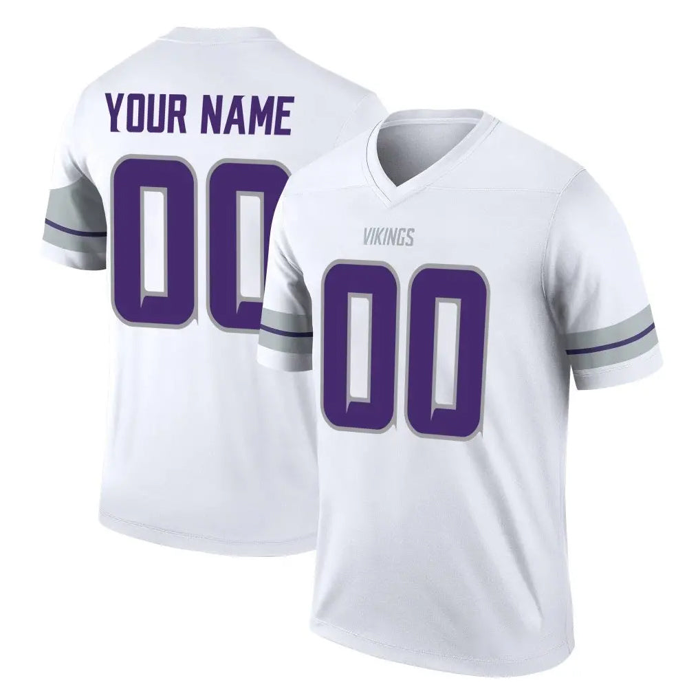 Custom M.Vikings White Alternate Legend Home Game Any Name & Numbers Gdoa Stitched Jerseys