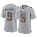 M.Vikings #9 J.J. McCarthy Player Gray Atmosphere Fashion Home Game Gdoa Stitched Jerseys
