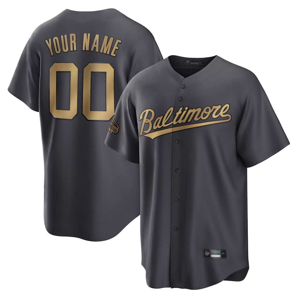 Custom B.Orioles Gray Charcoal All-Star Home Game  Any Name & Number Gdoa Stitched Jerseys