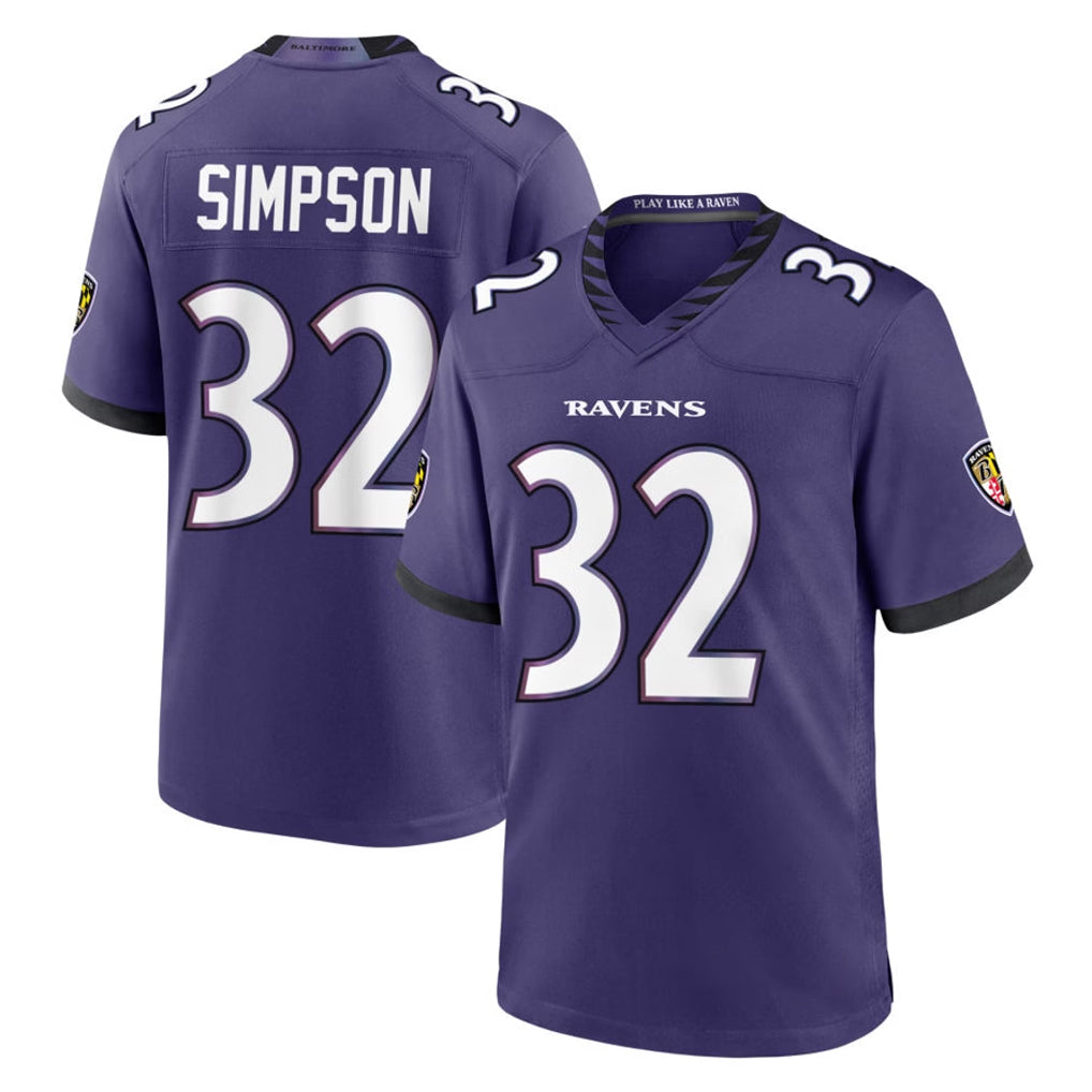B.Ravens #32 Trenton Simpson Player Purple Limited Home Game Gdoa Stitched Jerseys