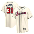A.Braves #31 Greg Maddux Player Cream Home Game Gdoa Stitched Jerseys