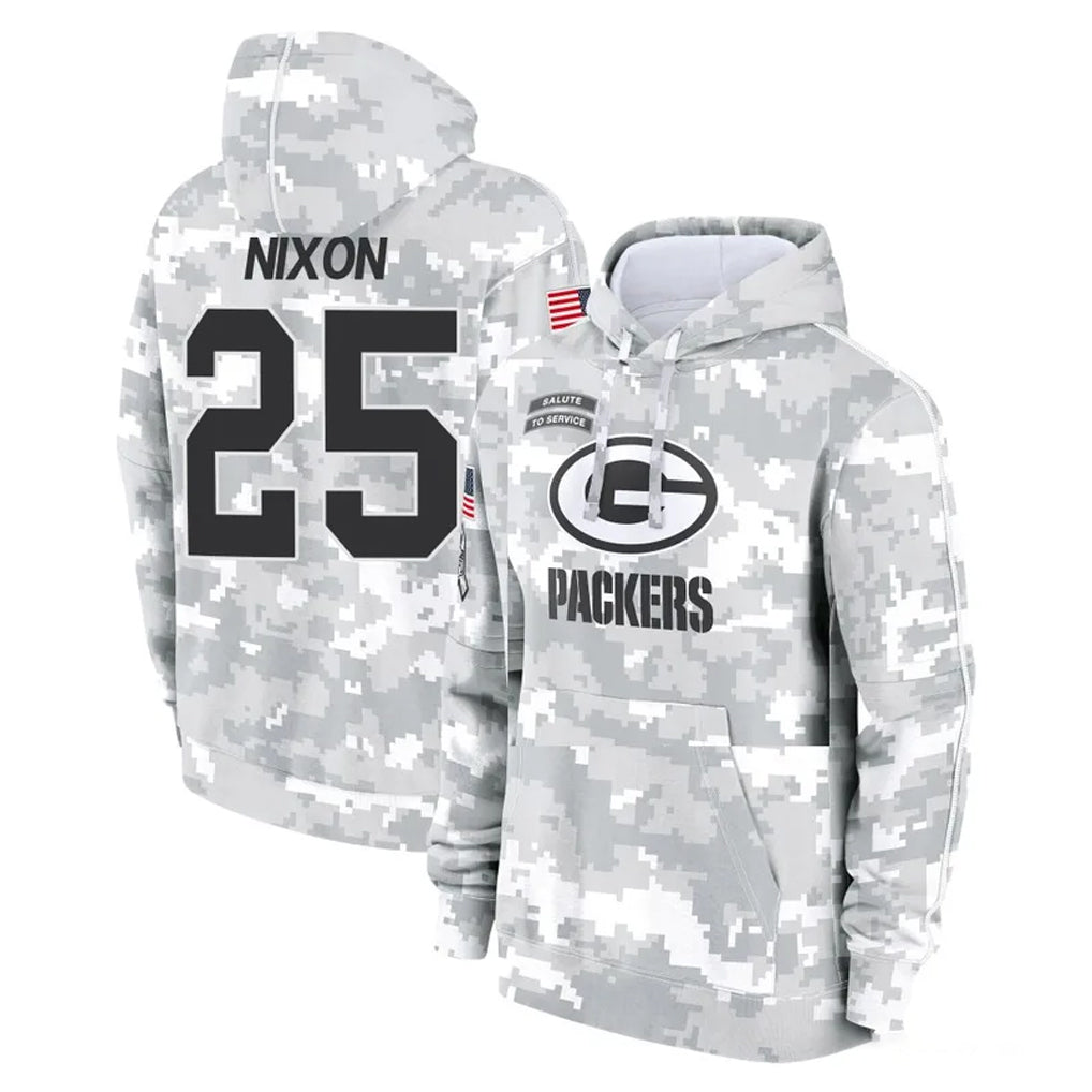 GB.Packers #25 Keisean Nixon Player Arctic Camo Salute to Service Hoodies Limited Game Gdoa Stitched Jerseys